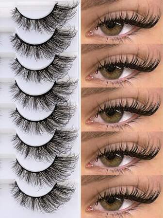 8 pares de pestañas postizas que alargan las esquinas exteriores, textura de cabello 5D, densas y extendidas en las esquinas exteriores, transición natural en la sección media, material sintético suave, reutilizables en múltiples ocasiones