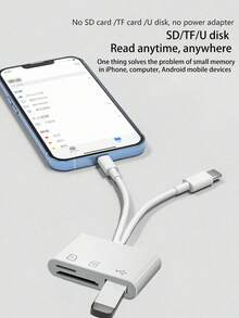 3-In-1 Type-C + Lightning Adapter, Supports Mouse, Keyboard, USB Drive, Multifunctional OTG Design For High-Speed Transfer And Efficient Conversion - White - View 4