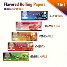 5 Packs, 78mm Fruit Flavored Rolling Papers, 250 Sheets Total, Portable Seasoning Rolling Papers, Slow Burning, Household Tool, Holiday Gift, Birthday Gift, Gift For Friends