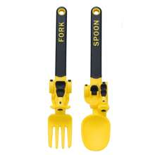 2 Stücke/Set, Kinderbesteck-Set, Motorrad Gabel und Löffel, PP Cartoon Baby Fütter-Set, Baby Löffel, Fütter-Gabel, Kleinkind Selbstfütter Besteck, Kinderbesteck-Set, geeignet zum Lernen und Üben, Essen, Mittagessen, Schule, Camping, Kleinkind Geschirr, Halloween und Ostern Geschenke.