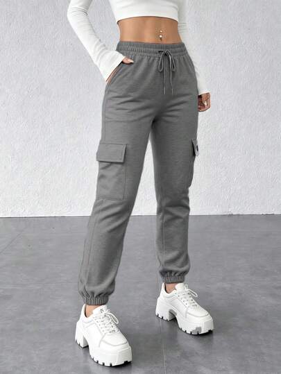 Pantalones ligeros de verano para mujer, de color liso y corte holgado, con cintura ajustable, versátiles para practicar deporte y para el uso diario (el primer producto tiene un tejido más fino).