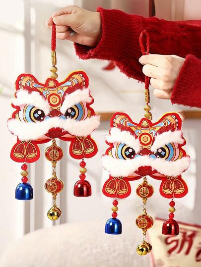 Decoración colgante de danza del león del Año Nuevo Chino, lindo colgante de león estilo chino, decoración del Año Nuevo Chino, adecuado para la decoración del Año Nuevo Chino, decoración del hogar y la oficina, regalos de Navidad, decoraciones navideñas