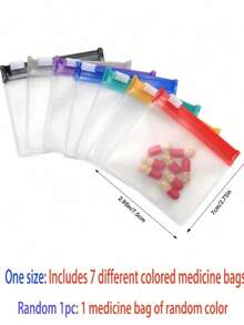 1 pieza Caja de pastillas portátil mini - Estuche de pastillas de 3 compartimentos, pastillero semanal, dispensador de medicamentos - Multicolor - Ver 2