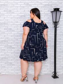 Plus Size  Dress With Thick Straps (G1-G2-G3) - 海軍藍迷宮 - 查看 2