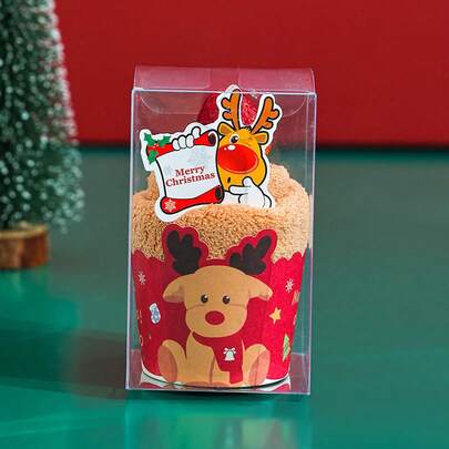 Christmas Hand Towels Creative Cupcake Shaped Soft Water-Absorbing Christmas Towels For Kitchen And Bathroom