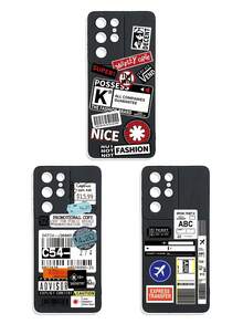 Funda de teléfono con gráfico de letra de eslogan negro, funda de teléfono con collage abstracto, avión, rayas y etiqueta gráfica negra, funda de teléfono con patrón de retazos vintage, funda de teléfono con protección de lente negra. Compatible con iPhone y Galaxy, funda de teléfono, funda compatible con iPhone 17 Pro Max, fundas, funda compatible con iPhone 13, funda compatible con iPhone 15, regalo de fiesta, versión internacional, no la versión nacional - Multicolor - Ver 25