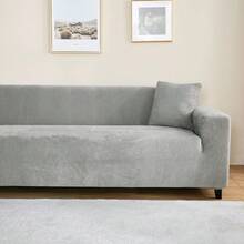 1PC Plush Sofa Cover Winter Warmth, Elastic Sofa Cover Suitable For Living Room Bedroom Dustproof Furniture Protector Soft And Comfortable Fabric Easy To Clean Suitable For 1/2/3/4 Seat Home Decor Sofa Protector Cushion Cover - 淺灰色 - 查看 8