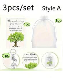30pcs/15pcs Tree Of Life Keychain Set, Contains 5pcs Thank You Tree With Heart Pendant Keychain, 5pcs Thank You Cards And 5pcs Organza Bags, Family Party Gift, Silver Keychain Engraved With A Tree, Symbolizing The Strength And Uniqueness Of Growth, Suitable For Family Reunion Souvenirs, Bridal Showers, Birthday Parties, Wedding Party Teams, Bag Accessories, Car Keychains - Multicolor - View 13