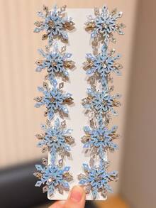 10个蓝色雪花造型发夹，优雅的3D雪花设计，适合可爱女孩的日常造型或节日派对，增添冬日气息，也是很棒的节日礼物，时尚发饰。 - 彩色 - 查看 6