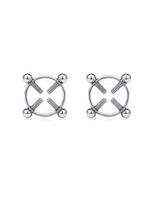 2 chiếc khuyên ngực kẹp không cần xỏ lỗ, trang sức ngực bằng thép không gỉ có thể điều chỉnh, đính đá CZ, dành cho nữ. - Bạc - Xem 20