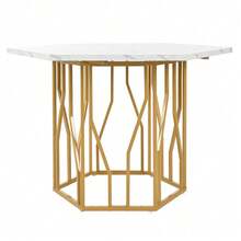Dining Tables - Golden + White + MDF+Steel - View 10