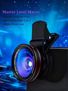 2-In-1 Clip-On Phone Camera Lens Kit, 0.45X Wide Angle Lens (140°) + 12.5X Macro Lens, Suitable For Most Smartphones; Lens Kit With Macro And Wide Angle Lenses For Android Phones