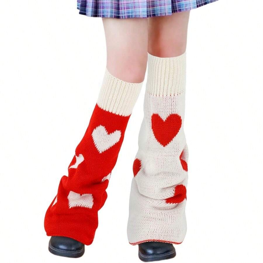 Junely Leg Warmers Kawaii Leg Warmer Cute Legwarmers For Women Japanese Socks Emo Goth Gyaru Accessories - Trái tim - Xem 1