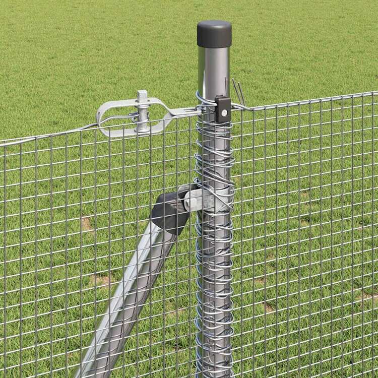 1 X 50 M Stahl Zaun Mit Pfosten, Silber - Bạc - Xem 5