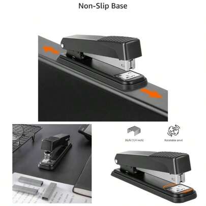 Full - Strip Metal Office Desktop Stapler, 20 Sheet Capacity, 3 Pack, Black