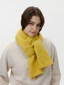 1 buc. Eșarfă tricotată din amestec de lână, culoare solidă, pentru femei, design simplu unisex, caldă, moale, versatilă, potrivită pentru toamnă/iarnă, activități în aer liber precum schi, patinaj, mers pe jos - Multicolor - Vizualizare 3