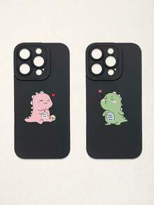2pcs Minimalist Black Phone Cases, Dinosaur Phone Cases, Couple Phone Cases, Lens Protection Phone Cases, Compatible With IPhone & Galaxy, Phone Cases, Cases Compatible With IPhone 17 Pro Max, Covers, Cute Phone Cases, Compatible With IPhone 13 Case, Compatible With IPhone 15 Case, Phone Cases, Galaxy Phone Cases, Suitable As Birthday Gifts, Girlfriend, Boyfriend Or For Personal Use - Multicolor - View 25