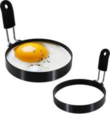 [Latest Upgrade, Premium Quality]Silicone-Handled Egg Ring, Stainless Steel Egg Ring With Non-Stick Coating. Perfect For Omelets, Gourmet Breakfasts, And Breakfast Egg Molds. Easily Create Delicious Egg Cup Sandwiches, Pancakes, And More. Achieve Perfectly Round Eggs You'll Proudly Place Atop Burgers. Professional Chefs Favor Our Stainless Steel Egg Ring Molds For Their Superior Durability Over Silicone Alternatives. Whether You're A Professional Chef Or Want To Surprise Loved Ones With Delicious Home-Cooked Meals, These Pancake Molds Are The Ideal Cooking Tools To Effortlessly Create Nutritious And Tasty Breakfasts! - 黑色 - 查看 13