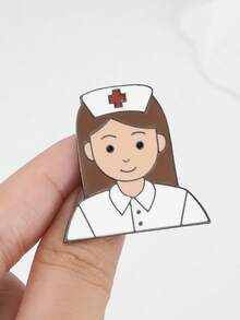 1pc Cute Nurse Doctor Enamel Brooch Pin Medical Nursing Lapel Lanyard Bag Coat Badge Jewelry Accessories For Women Colleagues Classmates Graduation Gift
