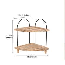 1 pieza Estantería de esquina de madera, base de estilo rústico, estantería de almacenamiento de granja, soporte de bandeja para bar de café, organizador de esquina para encimera de baño, estantería de exhibición central de cocina - color madera - Ver 18