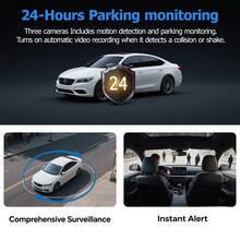 Dash Cam Front And Rear Inside 3 Channel, 4K Full UHD Dash Camera For Cars Built-In 32GB Card With IR Night Vision, 24 Hours Recording, Loop Recording, G-Sensor (Black) - màu đen - Xem 6