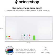 SELECTSHOP Pizarron Blanco Pizarron Magnetico Con 4 Marcadores y 1 Borrador Pintarron Blanco Infantil Empotrable Pizarra Blanca Con Bandeja Para Rotuladores Uso Vertical U Horizontal (60 X 40 CM) - 1,20 x 60 cm - Ver 7