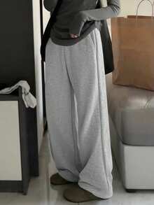 1pc Teen GirlGirl's Casual Comfortable Personalized American Style Fleece Pants, Autumn/Winter