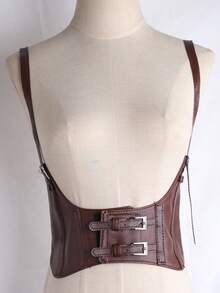 1 chiếc váy denim màu nâu kiểu phương Tây, dây thắt lưng trang trí thời trang Punk, áo corset cho nữ, phụ kiện thắt lưng corset cho trang phục phong cách Halloween, dành cho nữ, trang phục cao bồi miền Tây, trang phục đồng quê, thắt lưng nâu cổ điển - màu nâu - Xem 13