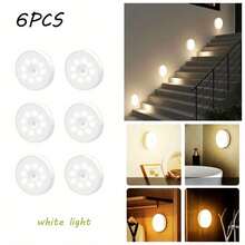 Smart Sensor Night Light, LED Student Dorm Night Light, Solid Color 8 LED Magnetic Stair Light, USB Rechargeable Smart Motion Sensor Night Lamp, 120° Wide Sensing Range, Adjustable Brightness Wall Lamp With Lithium Battery, Wireless Infrared Sensor, Detachable Semi-Embedded Plastic Lamp Fixture, Suitable For Cabinet, Entrance, Corridor, Apartment, Balcony, Dorm, Reading Lighting (Warm White/White), Turn On Light Without Stumbling At Night, Won't Disturb Roommates, Power Outage Emergency Light (Please Refer To The Second Main Image For Sensor Mode Settings) - Multicolor - View 18