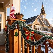 2025 高级户外圣诞装饰花环，绿色圣诞藤蔓，适用于圣诞树装饰，全天候塑料材质，防风防雪，易于悬挂，奢华户外圣诞装饰，圣诞庭院装饰，圣诞派对节日装饰 - 彩色 - 查看 6