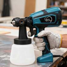 Pulverizador de pintura inalámbrico sin escobillas, caudal de 1200 ml/min y pistola de pintura eléctrica de 1000 ml para muebles y paredes. - Azul - Ver 2