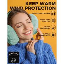 Ear Muffs Winter Women Men Soft Earmuffs Cute Ear Covers Cold Weather Fluffy Ear Warmers Headband Winter Accessories,26339494 - Mint Green - View 2
