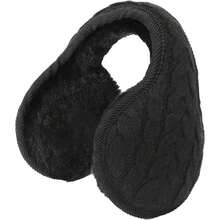 Unisex Foldable Ear Warmers Knits Winter EarMuffs,26339341 - 黑色 - 查看 1