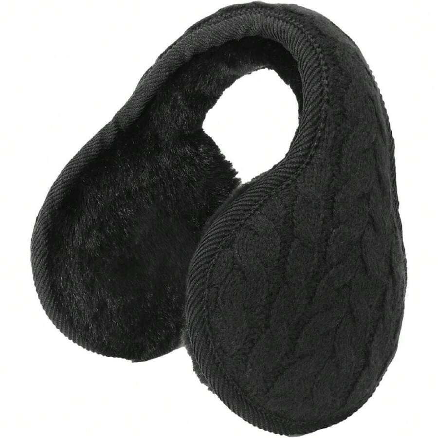 Unisex Foldable Ear Warmers Knits Winter EarMuffs,26339341 - 黑色 - 查看 1