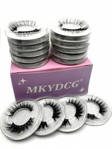 10/16/21 Pairs Fluffy&Thick 3D False Eyelashes With Glitter Paper Box,Lashes Bulk Christmas Gifts,3D Cat Eye Eyelashes Natural Soft,Protable, Makeup Manga Lashes,Dramatic Messy Mink Lashes Wispy, Individual Package Faux Mink Lashes Wholesale - 黑色 - 查看 5