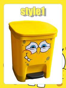 SpongeBob SquarePants SpongeBob Themed - Cute Cartoon Funny Expression Trash Can. This Is A Large Capacity Trash Can Suitable For Living Room, Bedroom And Outdoor Activities. - Yellow - View 13