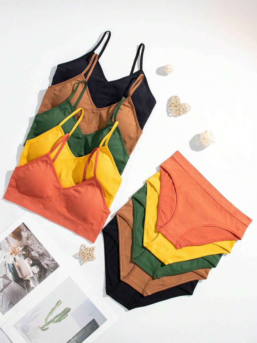 10 piezas Conjunto de ropa interior femenina cómoda y sensual sin costuras conjunto de lencería brasieres paquetes - Multicolor - Ver 1