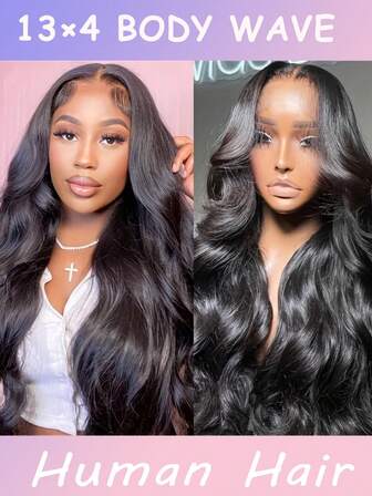 Perruque de cheveux humains à vague de corps avec front de dentelle pré-coupée, densité de 150%, pour femmes. Perruque de cheveux humains à vague de corps avec front de dentelle 13x4 pré-épilée, couleur naturelle, longueur 22-34 pouces, avec des cheveux bébé, parfaite pour le port quotidien et les fêtes. Cadeau de Noël pour femmes, facile à porter.