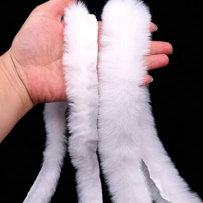 1 pièce Ruban en fourrure artificielle blanche de 3 cm 5 cm, 2 mètres de long. Ruban en dentelle pour décoration de sapin de Noël, vêtements, couture, couronne