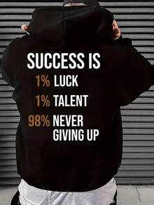 Felpa oversize da uomo con lettere di successo e slogan motivazionali (Glü/Talent/Endurance) - Morbida felpa con taschino a canguro, lavabile in lavatrice, colori nero/bianco/oro, vestibilità ampia per stratificazione o uso casual invernale - Positiva e ottimistica - nero - Visualizzare 1