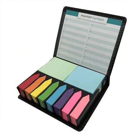 Nice Paper Cute Boxed Self-Sticky Notes, Memo Pad Set, 1920 Pieces Page Colorful Makers Tabs, Colored Labels,12 Colors, 2 Sizes, Designs Plastic Holder Box Idea. (1)