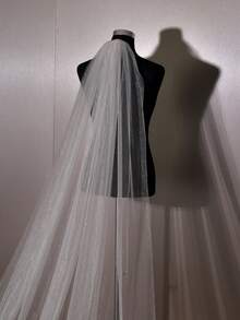 1件闪亮星光新娘头纱，闪光薄纱，打造梦幻婚礼，闪亮薄纱婚礼配饰，长款薄纱设计，优雅婚礼，秋季女装 - V101 - 查看 18