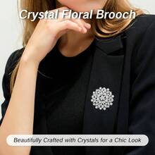 Silver Brooches Women Flower Leaf Brooch Pin Large Elegant Bridal Corsage Dress Wedding Accessories Sparkling Brooches Stylish Pins Special Occasions - 最初的 - 查看 4