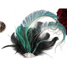 1件1920年代复古羽毛头箍，镶钻羽毛头饰，适合20年代主题派对、化装舞会、女士服装 - G - 查看 6