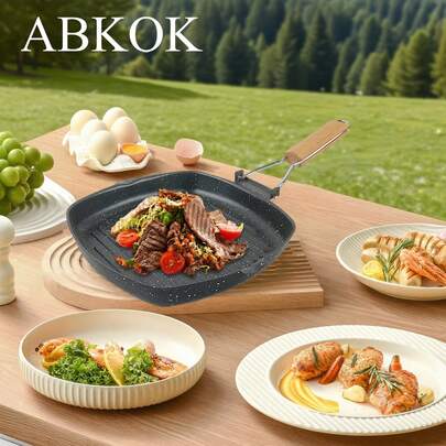 ABKOK Cast Iron Steak Frying Pan, 20cm/24cm, Suitable For Gas Stove