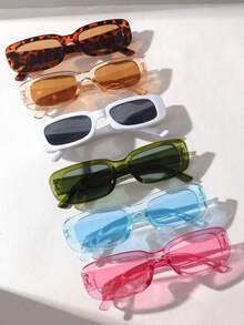 6pcs/Set Square Frame Fashion Glasses, Fashionable & Unique Style For Teens And Young Adults - Multicolor - View 4