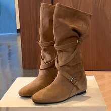 Women's Pointed Toe Pleated Thigh High Boots