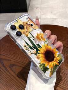 Ốp lưng TPU trong suốt dày dặn hình hoa hướng dương mới, có túi khí, chống rơi vỡ, tương thích với iPhone 17/16 Pro Max/16 Pro/16/13 Pro Max/12 Pro Max 11, 15 Pro Max, 14 Pro Max/Galaxy, SAM/Honor/Note 13 Pro/S23 Ultra/S24 Ultra/S25/A56, phiên bản quốc tế, không phải phiên bản nội địa. - Trong sáng - Xem 3