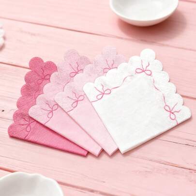 30 piezas de servilletas desechables de 13"X13" con borde de encaje de mariposa - Diseño elegante en forma de abanico, material de papel, estilo dulce y femenino adecuado para fiestas de cumpleaños, tardes de té, reuniones de chicas y uso diario