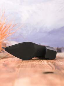 Botas de media pantorrilla de color vino tinto de moda para mujer, con volantes al estilo occidental, adecuadas para fiestas, otoño/invierno - Burdeos - Ver 4